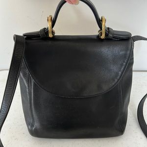 COACH 4158 Vntg Legacy Top Handle Black Leather Shoulder Bag